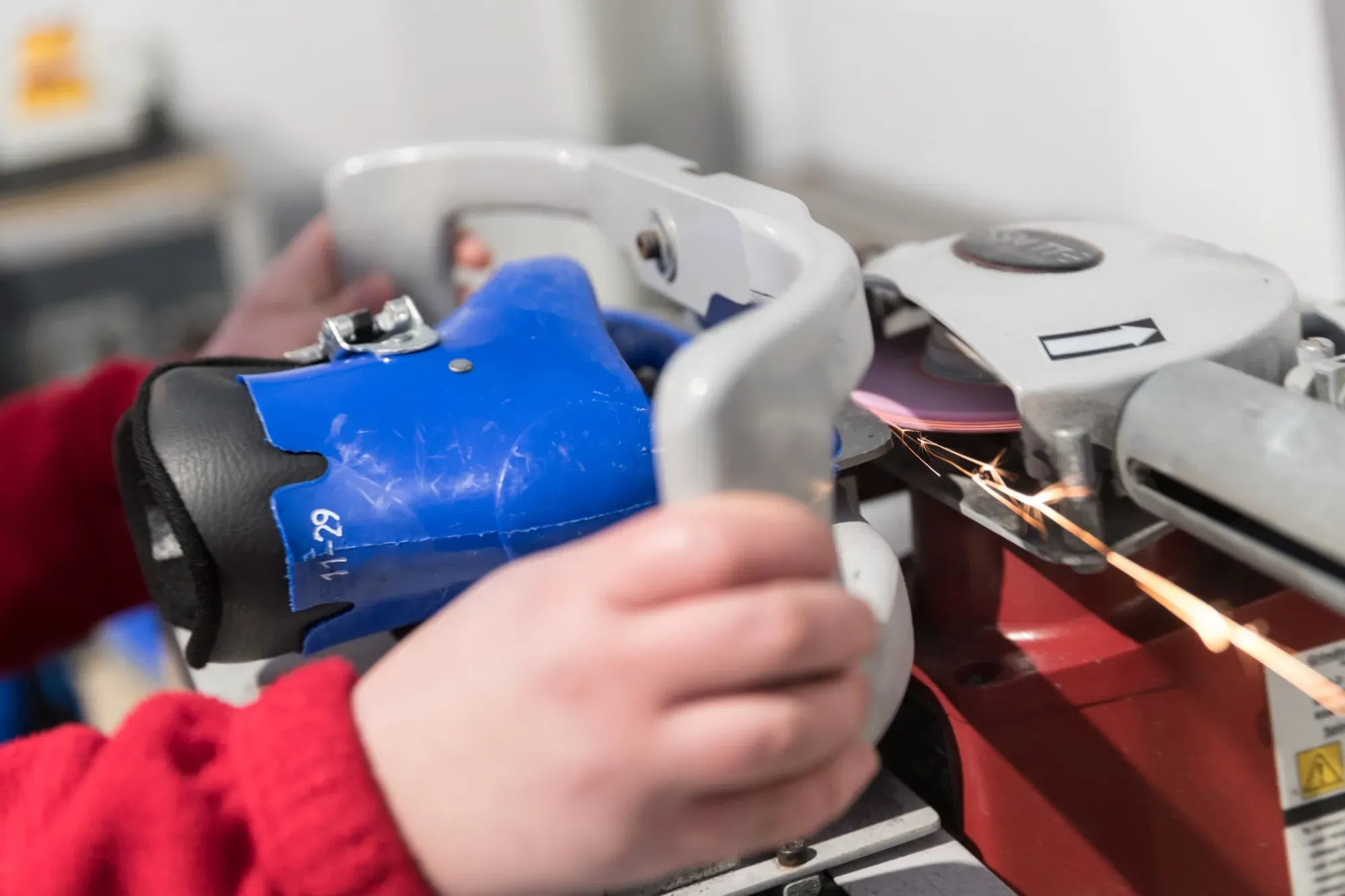 A rental skate being fitted