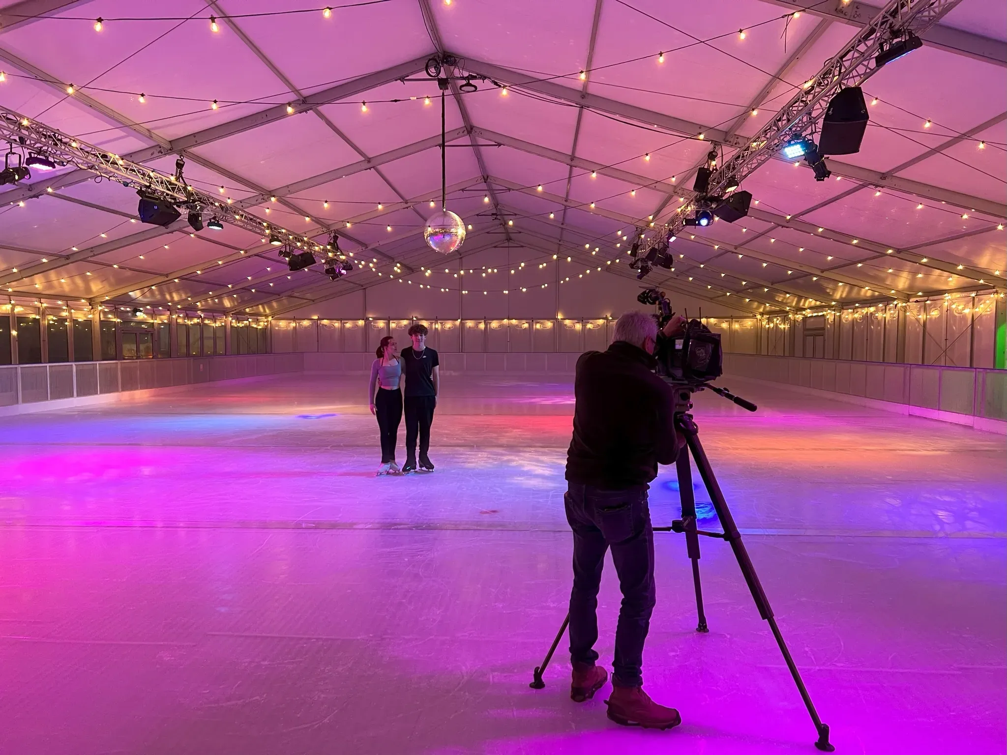 A camera crew filming skaters on one of our rinks