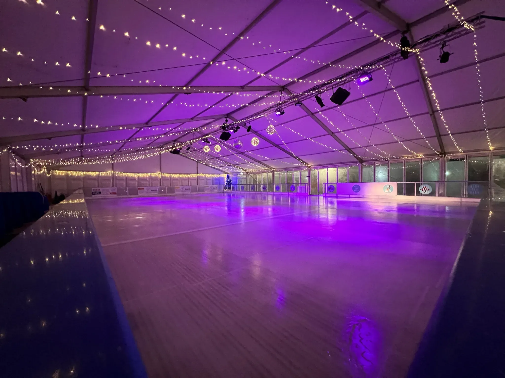 The empty Skate Metrocentre rink under purple lights, ready for the evening